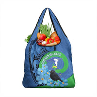 New Zealand Chatham Islands Grocery Bag Wharekauri Forget Me Not With Black Robin