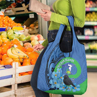 New Zealand Chatham Islands Grocery Bag Wharekauri Forget Me Not With Black Robin