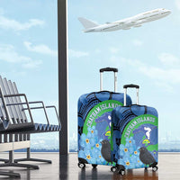 New Zealand Chatham Islands Luggage Cover Wharekauri Forget Me Not With Black Robin LT14 - Polynesian Pride