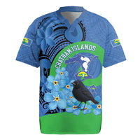 New Zealand Chatham Islands Rugby Jersey Wharekauri Forget Me Not With Black Robin