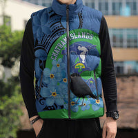 New Zealand Chatham Islands Sleeveless Puffer Jacket Wharekauri Forget Me Not With Black Robin - Polynesian Pride