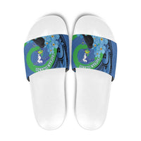 New Zealand Chatham Islands Slide Sandals Wharekauri Forget Me Not With Black Robin - Polynesian Pride