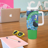 New Zealand Chatham Islands Tumbler With Handle Wharekauri Forget Me Not With Black Robin