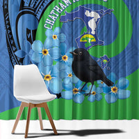 New Zealand Chatham Islands Window Curtain Wharekauri Forget Me Not With Black Robin