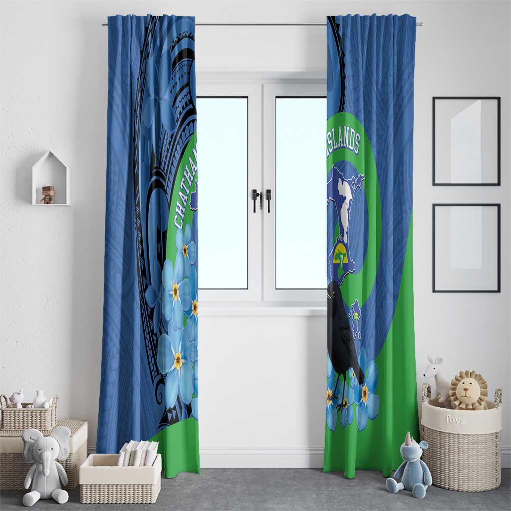 New Zealand Chatham Islands Window Curtain Wharekauri Forget Me Not With Black Robin