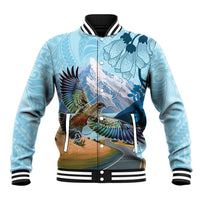 New Zealand South Island Baseball Jacket Te Waipounamu Aoraki Kea Bird LT14 Unisex Blue - Polynesian Pride