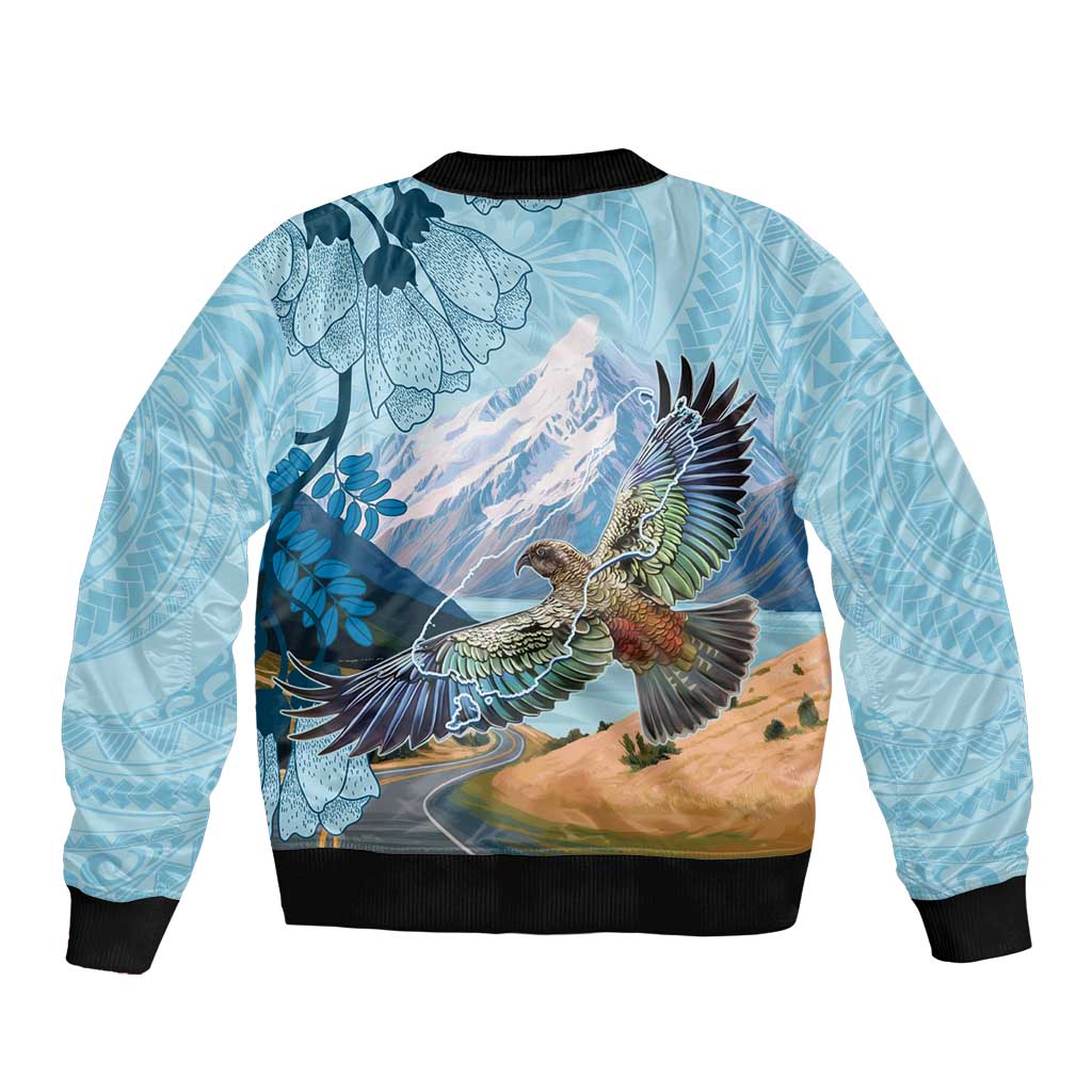New Zealand South Island Bomber Jacket Te Waipounamu Aoraki Kea Bird LT14 - Polynesian Pride