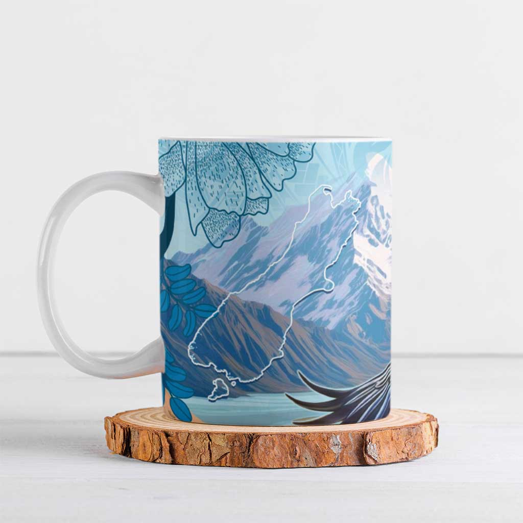 New Zealand South Island Ceramic Mug Te Waipounamu Aoraki Kea Bird - Polynesian Pride