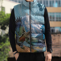 New Zealand South Island Sleeveless Puffer Jacket Te Waipounamu Aoraki Kea Bird - Polynesian Pride