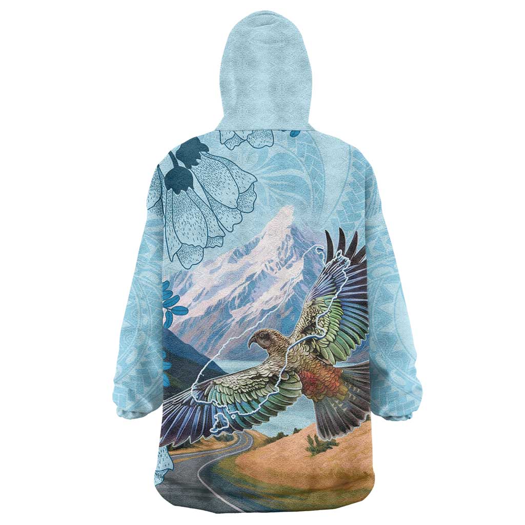 New Zealand South Island Wearable Blanket Hoodie Te Waipounamu Aoraki Kea Bird