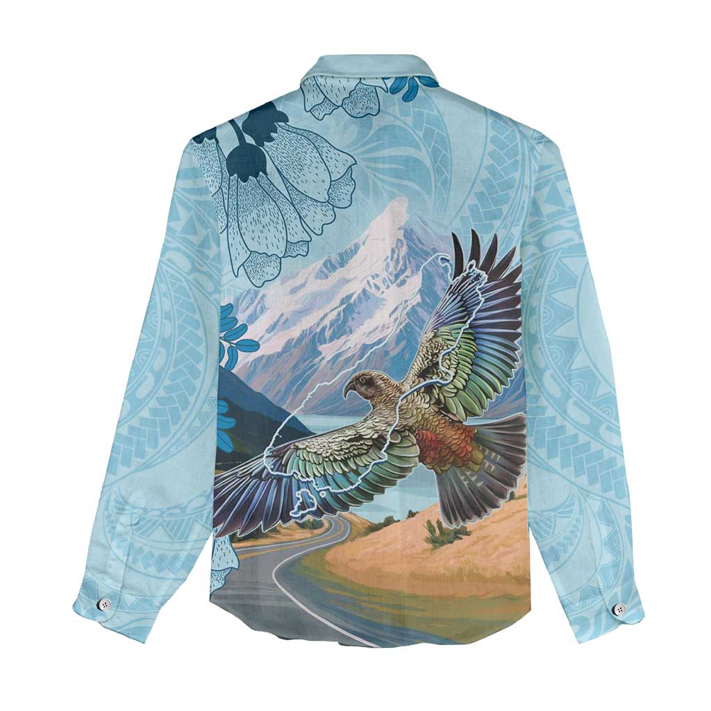 New Zealand South Island Women Casual Shirt Te Waipounamu Aoraki Kea Bird