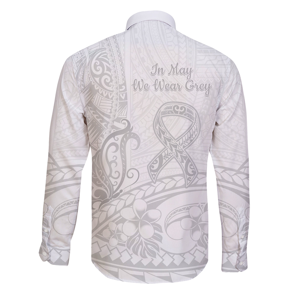 Polynesia Brain Cancer Awareness Family Matching Long Sleeve Bodycon Dress and Hawaiian Shirt In May We Wear Grey LT14 - Polynesian Pride