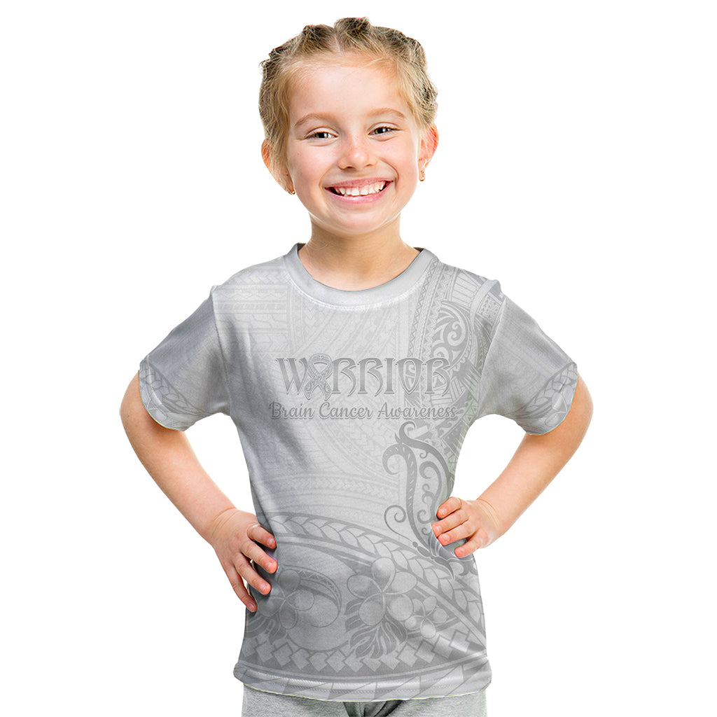Polynesia Brain Cancer Awareness Kid T Shirt In May We Wear Grey LT14 White - Polynesian Pride