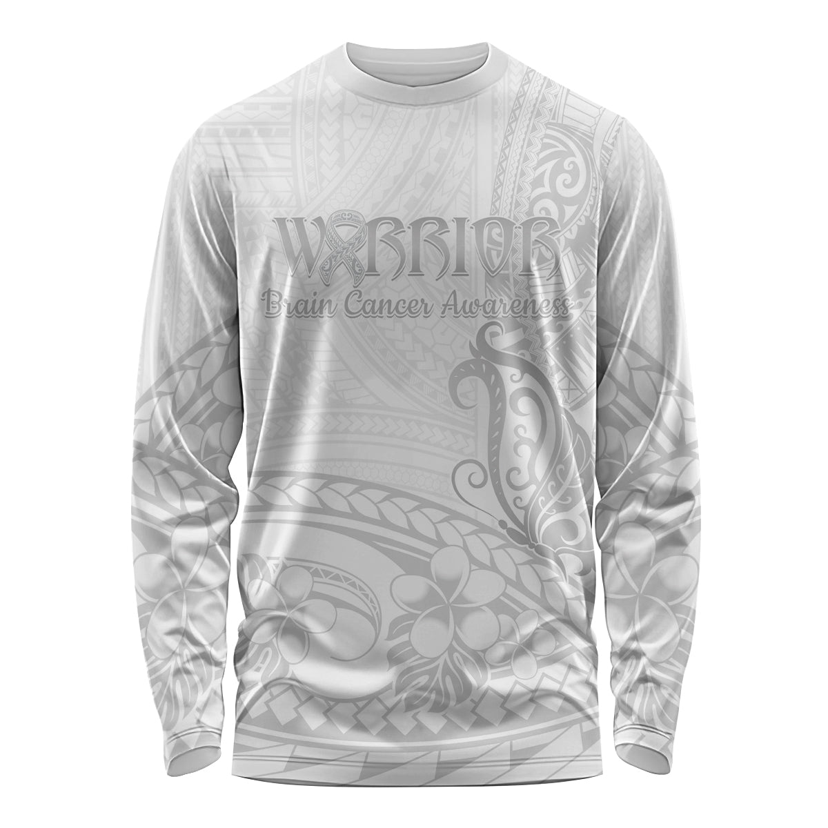 Polynesia Brain Cancer Awareness Long Sleeve Shirt In May We Wear Grey LT14 Unisex White - Polynesian Pride