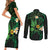 Polynesia Mental Health Awareness Couples Matching Short Sleeve Bodycon Dress and Long Sleeve Button Shirt Green Ribbon Be Kind To Your Mind