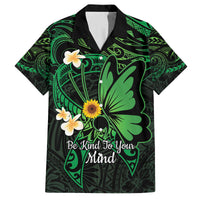 Polynesia Mental Health Awareness Family Matching Long Sleeve Bodycon Dress and Hawaiian Shirt Green Ribbon Be Kind To Your Mind