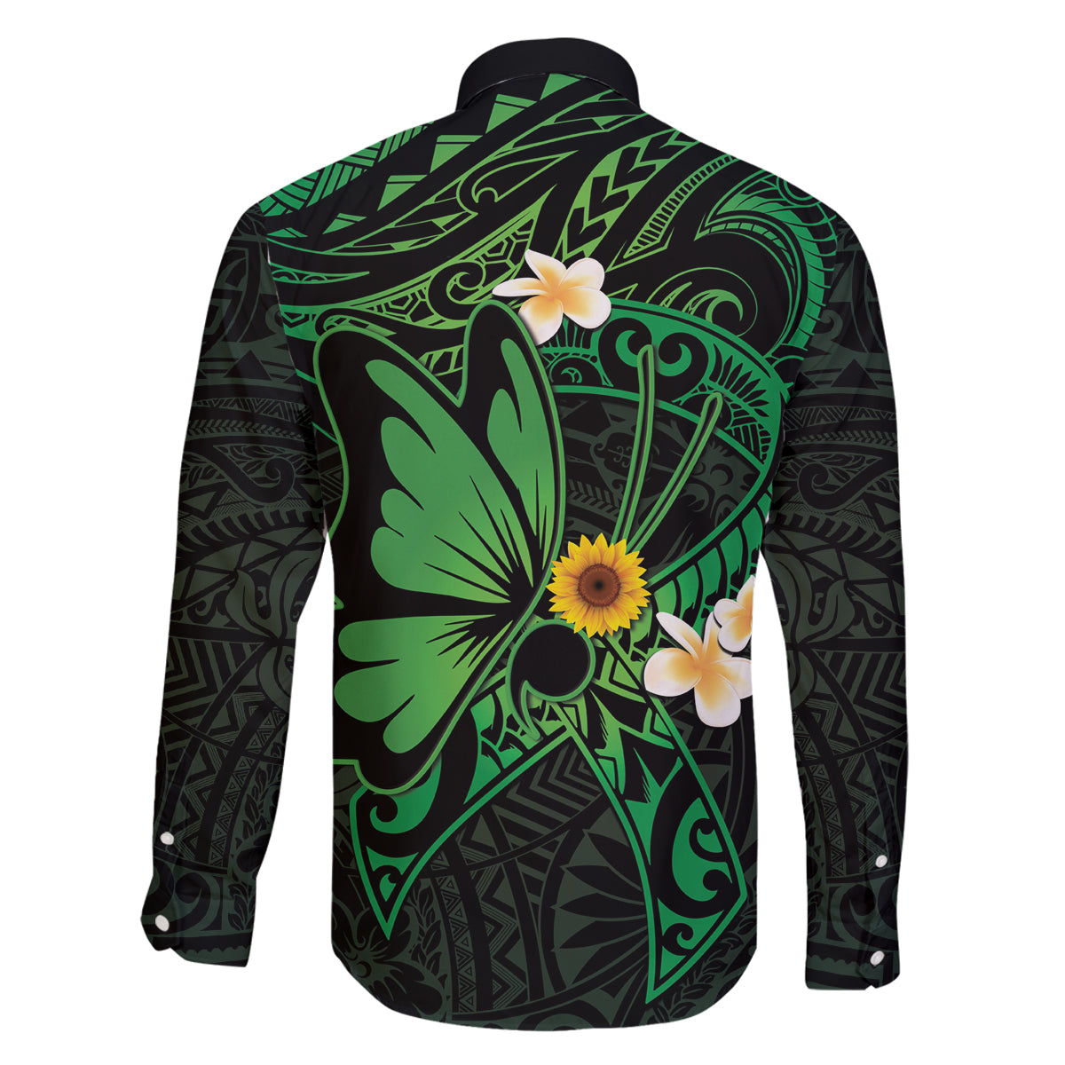 Polynesia Mental Health Awareness Family Matching Mermaid Dress and Hawaiian Shirt Green Ribbon Be Kind To Your Mind