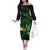 Polynesia Mental Health Awareness Off The Shoulder Long Sleeve Dress Green Ribbon Be Kind To Your Mind