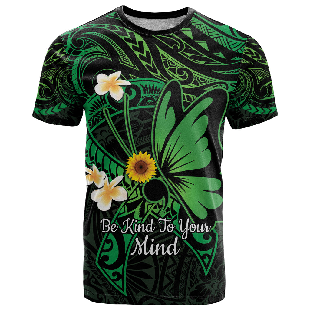 Polynesia Mental Health Awareness T Shirt Green Ribbon Be Kind To Your Mind LT14 Green - Polynesian Pride