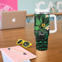 Polynesia Mental Health Awareness Tumbler With Handle Green Ribbon Be Kind To Your Mind