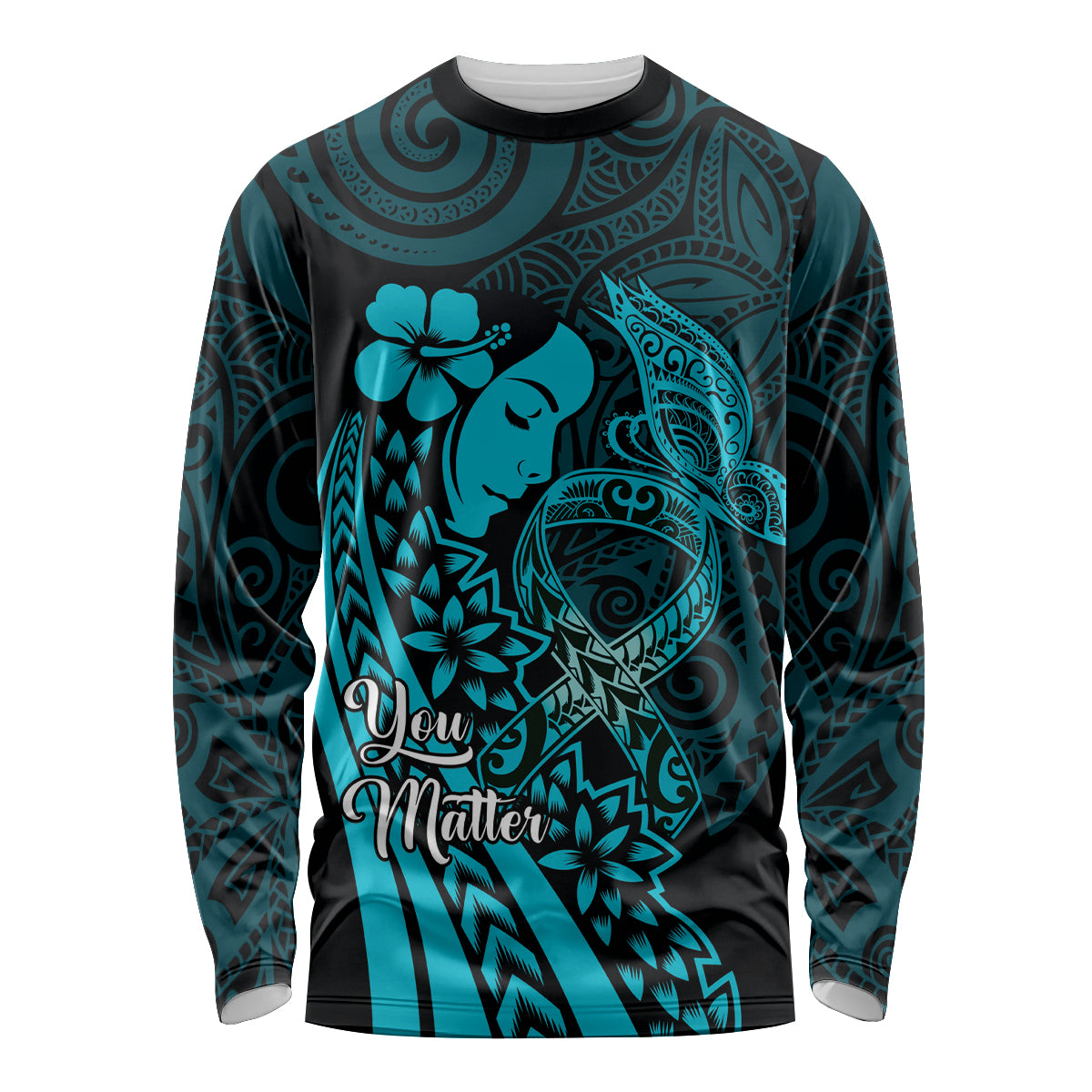 Polynesia World Ovarian Cancer Day Long Sleeve Shirt You Matter Polynesian Women LT14 Unisex Teal - Polynesian Pride