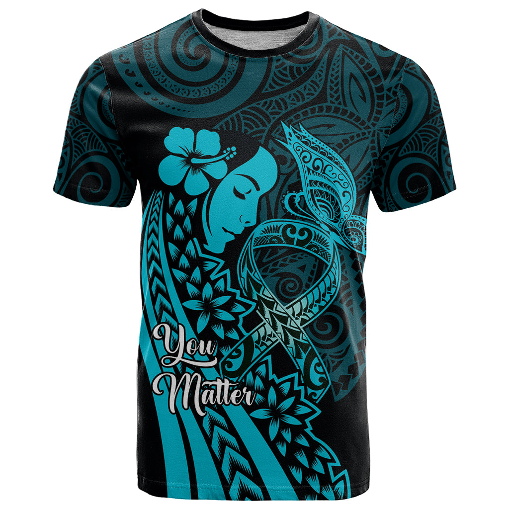 Polynesia World Ovarian Cancer Day T Shirt You Matter Polynesian Women LT14 Teal - Polynesian Pride