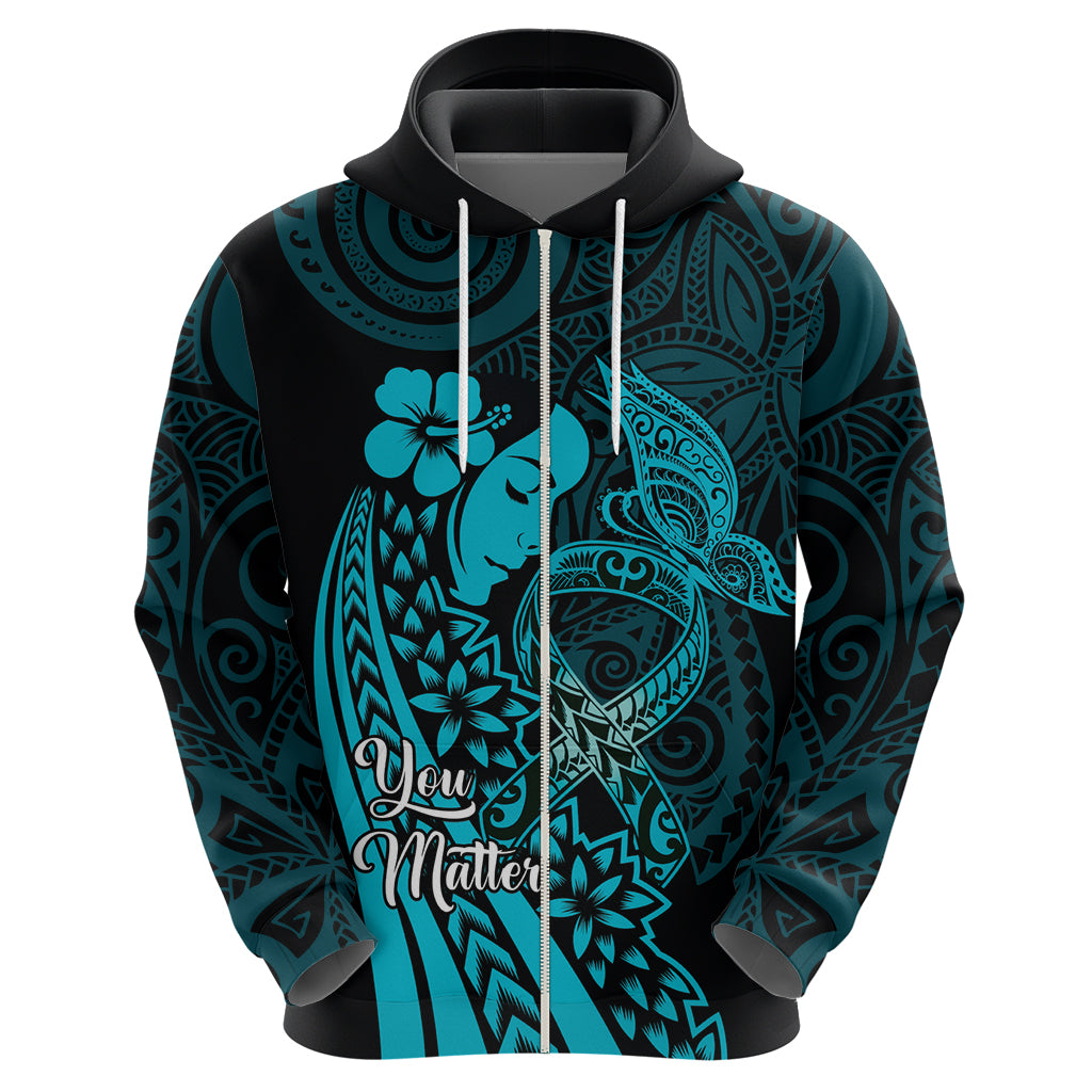 Polynesia World Ovarian Cancer Day Zip Hoodie You Matter Polynesian Women