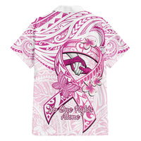 Polynesia Breast Cancer Awareness Family Matching Puletasi and Hawaiian Shirt Pink Ribbon No One Fights Alone - White