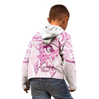 Polynesia Breast Cancer Awareness Kid Hoodie Pink Ribbon No One Fights Alone - White