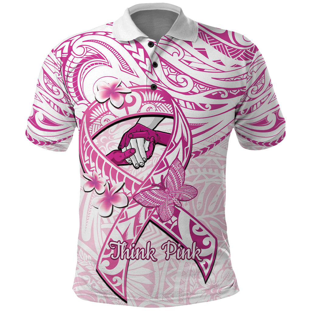 Polynesia Breast Cancer Awareness Polo Shirt Pink Ribbon No One Fights Alone - White LT14 White - Polynesian Pride