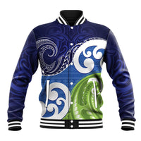 Southland New Zealand Baseball Jacket Maori Koru Flag Color LT14 Unisex Blue - Polynesian Pride