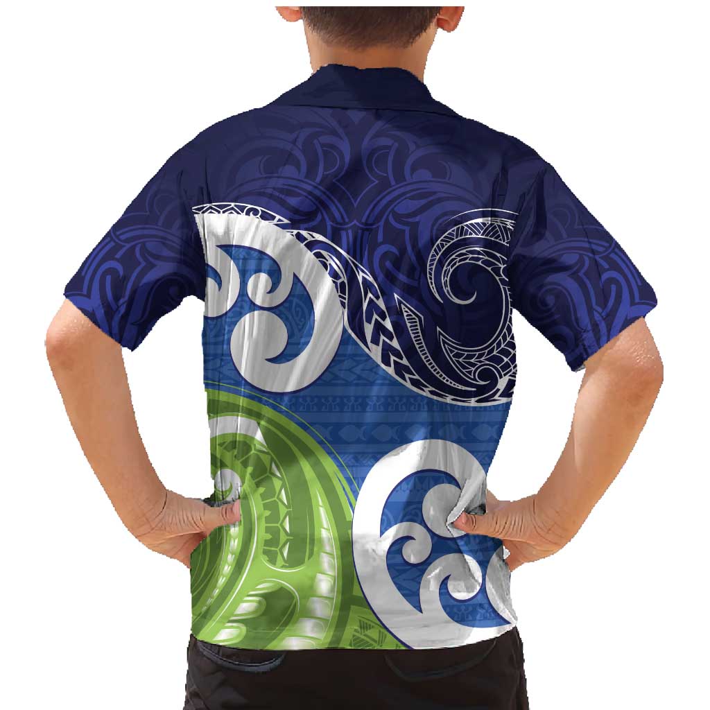 Southland New Zealand Family Matching Mermaid Dress and Hawaiian Shirt Maori Koru Flag Color