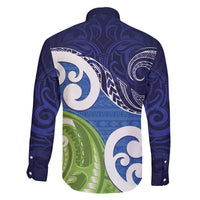 Southland New Zealand Family Matching Off The Shoulder Long Sleeve Dress and Hawaiian Shirt Maori Koru Flag Color