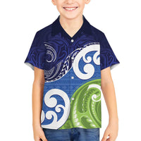 Southland New Zealand Family Matching Off Shoulder Maxi Dress and Hawaiian Shirt Maori Koru Flag Color