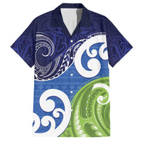 Southland New Zealand Family Matching Puletasi and Hawaiian Shirt Maori Koru Flag Color LT14 Dad's Shirt - Short Sleeve Blue - Polynesian Pride