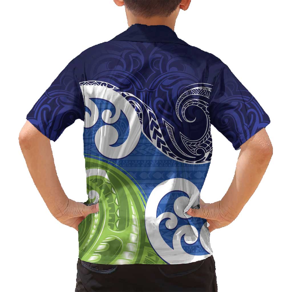 Southland New Zealand Family Matching Tank Maxi Dress and Hawaiian Shirt Maori Koru Flag Color