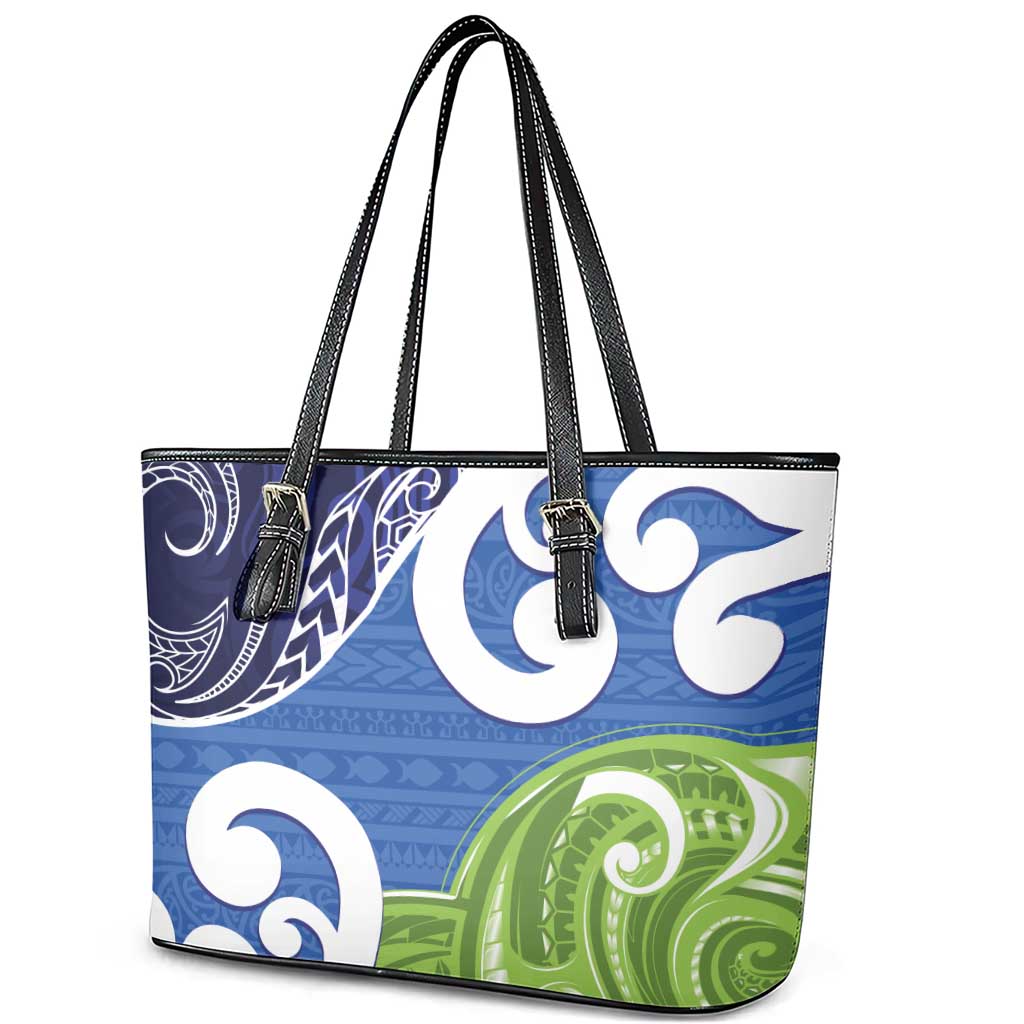 Southland New Zealand Leather Tote Bag Maori Koru Flag Color