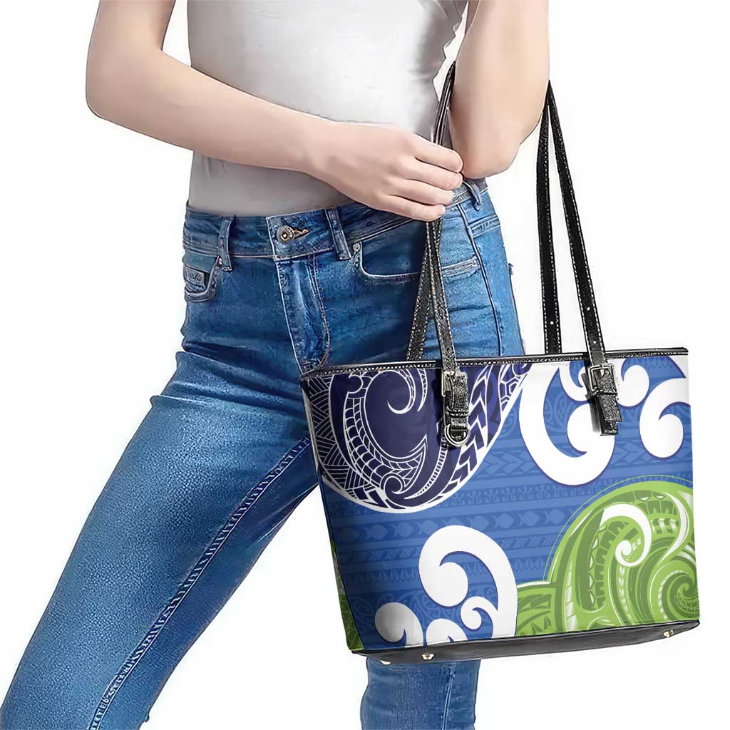 Southland New Zealand Leather Tote Bag Maori Koru Flag Color