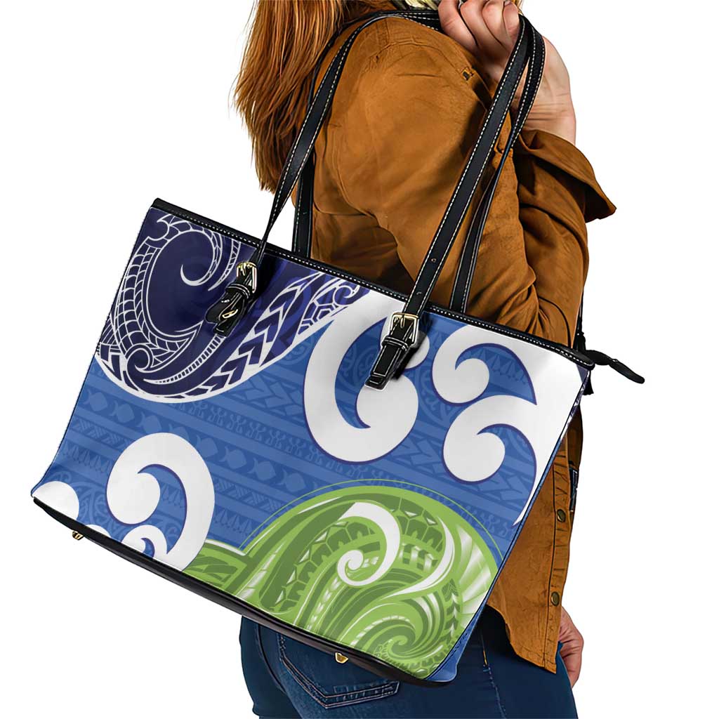 Southland New Zealand Leather Tote Bag Maori Koru Flag Color