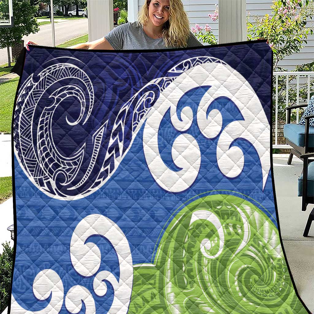 Southland New Zealand Quilt Maori Koru Flag Color LT14 Blue - Polynesian Pride