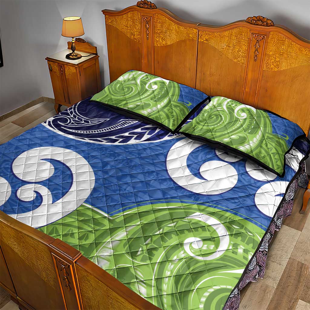 Southland New Zealand Quilt Bed Set Maori Koru Flag Color