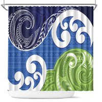 Southland New Zealand Shower Curtain Maori Koru Flag Color LT14 Blue - Polynesian Pride