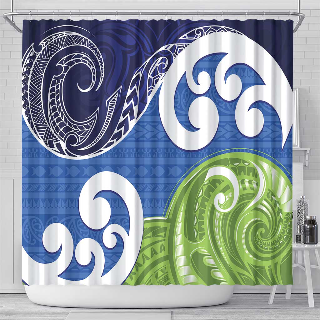 Southland New Zealand Shower Curtain Maori Koru Flag Color LT14 - Polynesian Pride