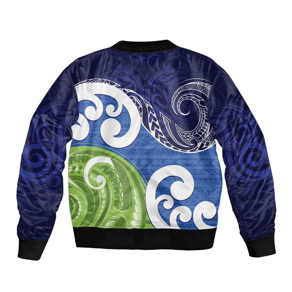 Southland New Zealand Sleeve Zip Bomber Jacket Maori Koru Flag Color LT14 - Polynesian Pride