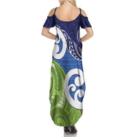 Southland New Zealand Summer Maxi Dress Maori Koru Flag Color