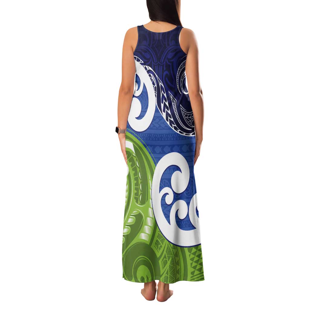 Southland New Zealand Tank Maxi Dress Maori Koru Flag Color
