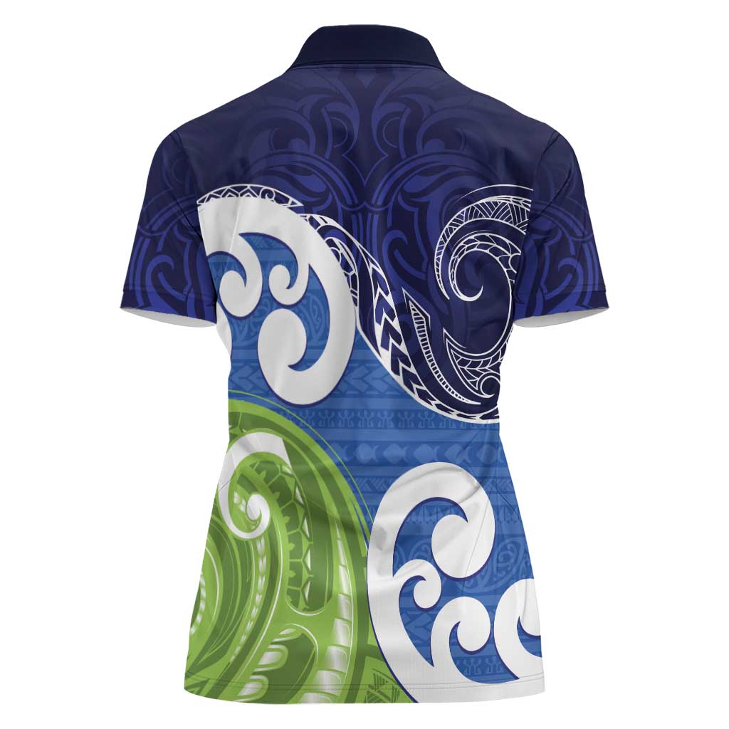 Southland New Zealand Women Polo Shirt Maori Koru Flag Color