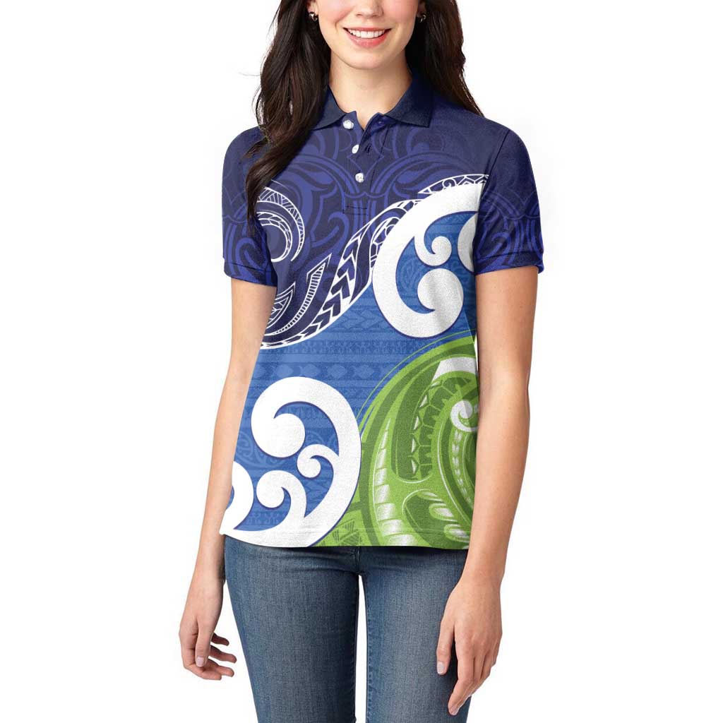 Southland New Zealand Women Polo Shirt Maori Koru Flag Color