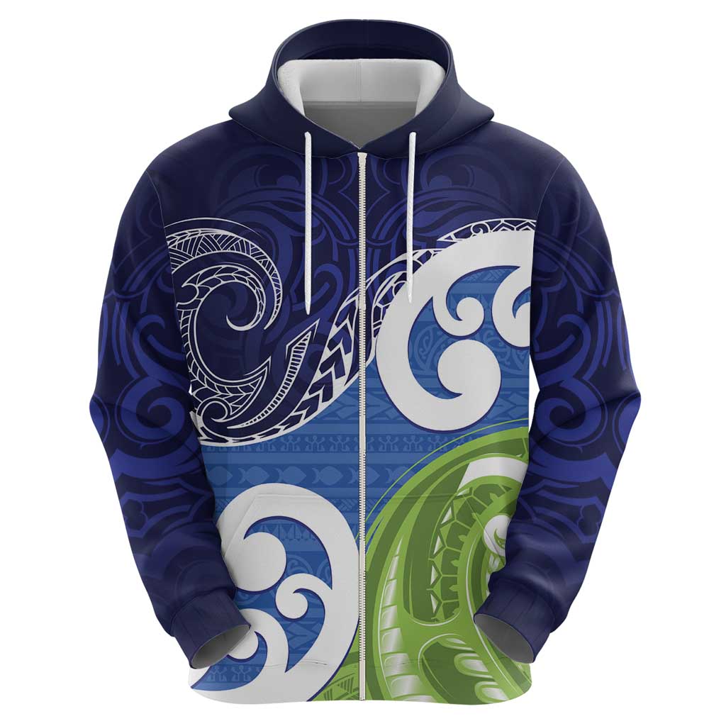 Southland New Zealand Zip Hoodie Maori Koru Flag Color LT14 - Polynesian Pride