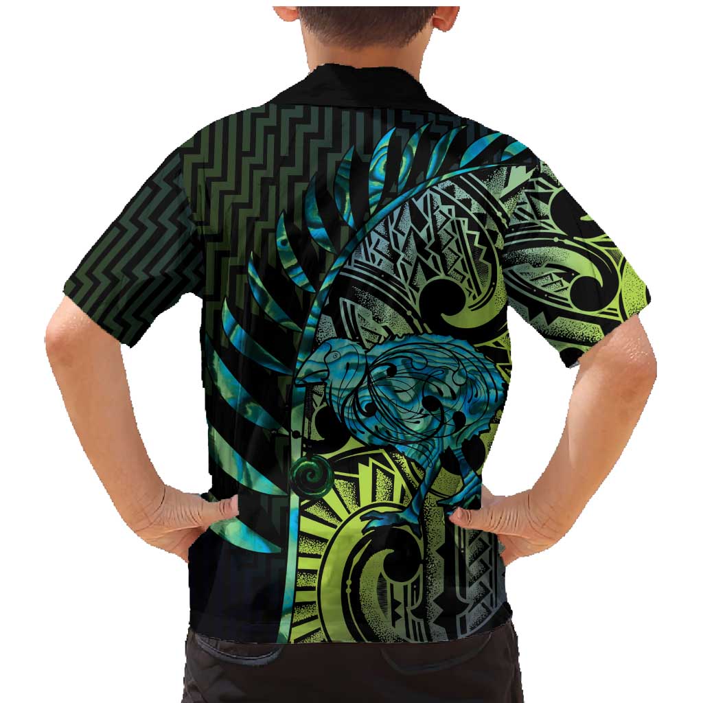 Southland Takehe Pounama Family Matching Mermaid Dress and Hawaiian Shirt Aotearoa Poutama Paua Shell Fern LT14 - Polynesian Pride